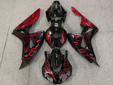 Acheter Carénages Moto Honda CBR1000RR 2006-2007 - Noir Brillant Rouge Flamme