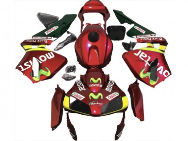 Acheter Carénages Moto Honda CBR600RR 2003-2004 - Rouge Jaune Vert MoviStar