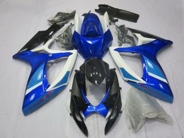 Acheter Carénage Moto Suzuki GSXR 600 / GSXR 750 2006-2007 - Blanc Bleu Noir Brillant