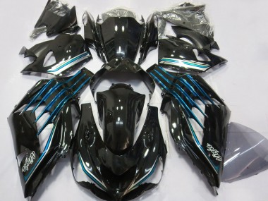 Acheter Carénages Moto Kawasaki ZX14R ZZR1400 2012-2024 - Noir Brillant Bleu Clair