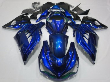 Acheter Carénages Moto Kawasaki ZX14R ZZR1400 2012-2024 - Bleu Noir Brillant