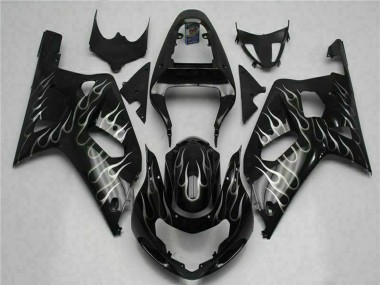 Acheter Carénages Moto Suzuki GSXR 600/750 2001-2003 - Noir Brillant Argent Flamme