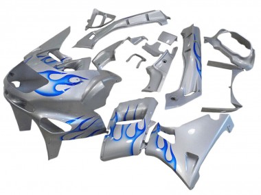Acheter Carénages Moto Kawasaki ZZR400 1993-2007 - Blanc Bleu Flamme