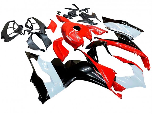Kits Carénage Moto Ducati Panigale V2 2020-2024 - Blanc Rouge Noir Brillant