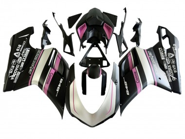 Acheter Carénages Moto Ducati 848 2007-2014 - Blanc Rose Noir Brillant Connie
