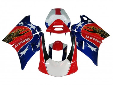 Acheter Carénages Moto Ducati 748/916/996/998 1993-2005 - Blanc Rouge Bleu Noir Brillant Flamme