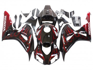 Acheter Carénage Moto Honda CBR1000RR 2006-2007 - Noir Brillant Rouge Flamme