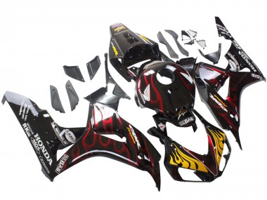 Acheter Carénages Moto Honda CBR1000RR 2006-2007 - Noir Brillant Jaune Rouge Flamme
