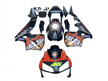 Acheter Carénages Moto Honda CBR600RR 2003-2004 - Noir Mat Orange Repsol Rossi 46
