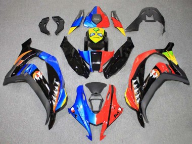 Acheter Carénages Moto Kawasaki ZX10R 2016-2020 - Bleu Rouge Jaune Noir Requin