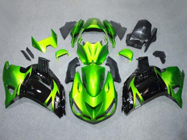 Acheter Kits Carénages Moto Kawasaki ZX14R ZZR1400 2006-2011 - Vert Noir Brillant