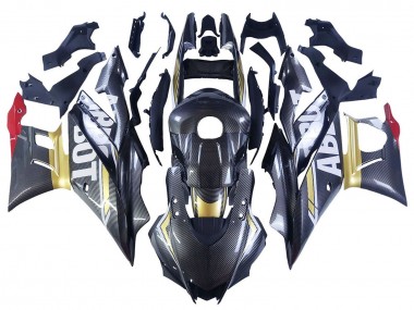 Acheter Carénages Moto Yamaha YZF R3/R25 2022-2024 - Noir Fibre de Carbone Style Or Rouge ABBOT