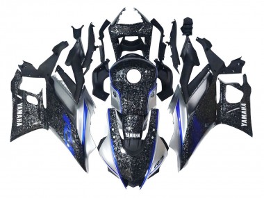 Acheter Carénages Moto Yamaha YZF R3/R25 2022-2024 - Marbre Noir Argent Bleu Fibre de Carbone Forgée Style