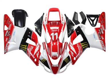 Acheter Carénages Moto Yamaha YZF 1000 R1 1998-1999 - Rouge Blanc Noir Jaune Monstre Milwaukee MAXXIS 11