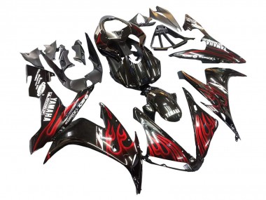 Acheter Carénages Moto Yamaha YZF 1000 R1 2004-2006 - Noir Brillant Rouge Flamme