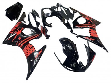 Acheter Carénage Moto Yamaha YZF R6S 2006-2009 - Noir Brillant Rouge