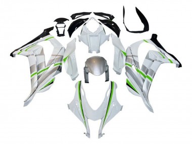 Acheter Carénages Moto Kawasaki ZX10R 2016-2020 - Blanc Argent Vert Bande