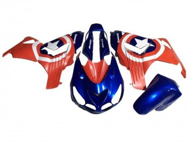 Acheter Carénages Moto Kawasaki ZX14R ZZR1400 2006-2011 - Bleu Rouge Blanc Étoile Captain America