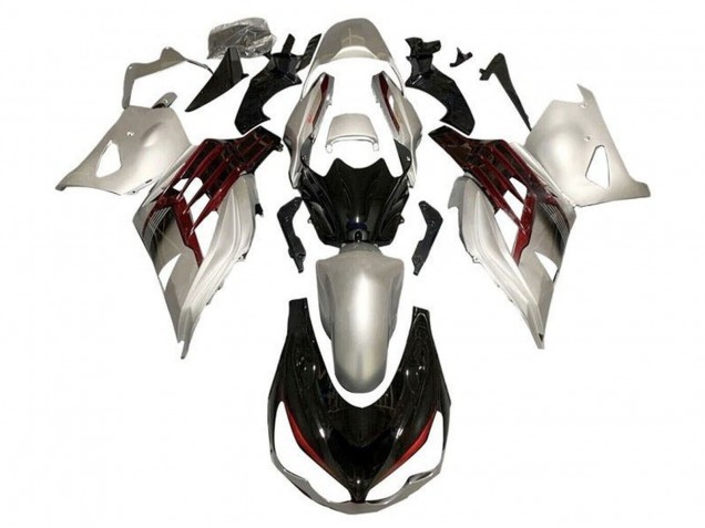 Carénages Moto Kawasaki ZX14R ZZR1400 2012-2024 - Argent Noir Brillant Rouge