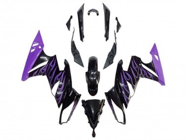 Acheter Carénages Moto Kawasaki Ninja 650 EX650 2009-2011 - Noir Brillant Violet Flamme