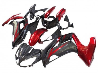 Acheter Carénages Moto Kawasaki Ninja 650 EX650 2012-2016 - Rouge Noir Fausse Fibre de Carbone