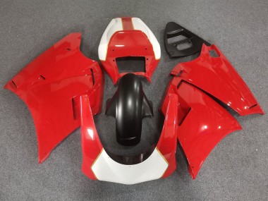 Acheter Carénages Moto Ducati 748/916/996/998 1993-2005 - Blanc Rouge Or Noir Mat Courses
