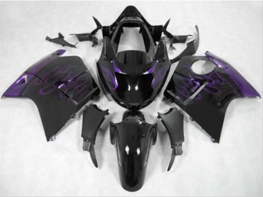 Acheter Carénage Moto Honda CBR1100XX Blackbird 1996-2007 - Noir Brillant Violet Flamme