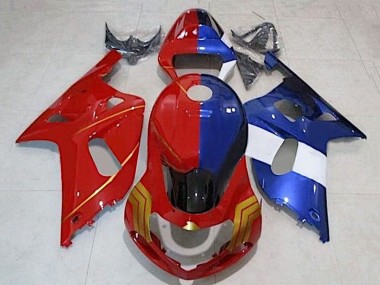 Acheter Carénages Moto Suzuki GSXR 600 / GSXR 750 2001-2003 - Rouge Bleu Diviser Or
