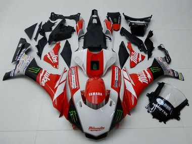 Acheter Carénages Moto Yamaha YZF R1 2015-2019 - Blanc Rouge Noir Vert Monstre Milwaukee