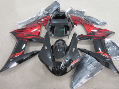 Acheter Carénages Moto Yamaha YZF R1 2002-2003 - Noir Brillant Rouge Flamme
