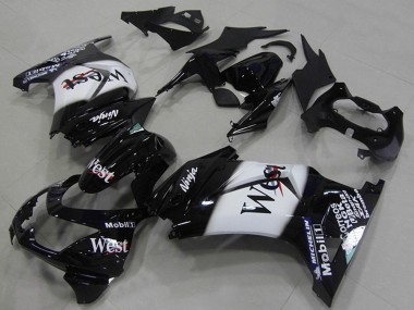 Acheter Carénages Moto Kawasaki ZX250R 2008-2012 - Noir Brillant Blanc West