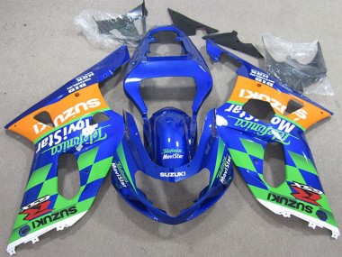 Acheter Carénages Moto Suzuki GSXR 600 2001-2003 - Bleu Orange Vert Telefonica MoviStar
