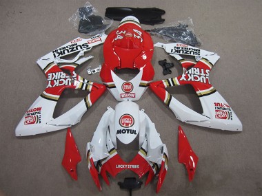 Acheter Carénages Moto Suzuki GSXR 600 2006-2007 - Blanc Rouge Lucky Strike Motul