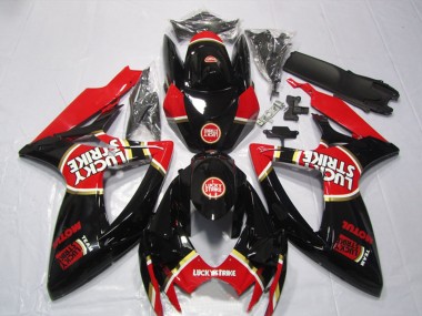 Acheter Carénages Moto Suzuki GSXR 600 2006-2007 - Noir Brillant Rouge Blanc Lucky Strike Motul