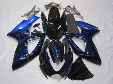 Acheter Carénages Moto Suzuki GSXR 750 2006-2007 - Noir Brillant Bleu Flamme