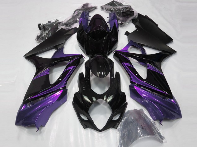 Mood Purple & Noir Brillant 07-08 GSXR 1000 Carénage Moto Mood Purple & Noir Brillant 07-08 GSXR 1000 Carénage Moto
