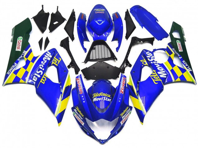Movistar Chèque Bleu & Jaune 05-06 GSXR 1000 Carénage Moto Movistar Chèque Bleu & Jaune 05-06 GSXR 1000 Carénage Moto