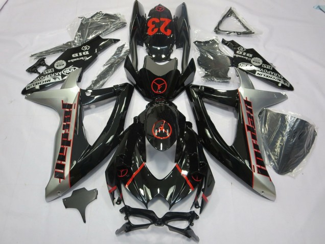 Nero Grigio Jordan 08-10 GSXR 600-750 Carénage Moto Nero Grigio Jordan 08-10 GSXR 600-750 Carénage Moto