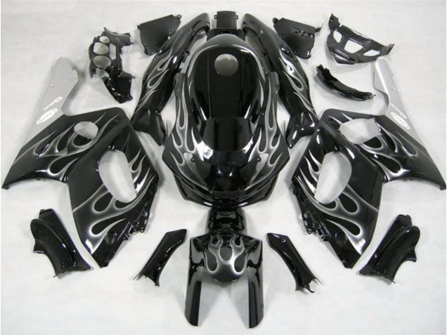 Noir & Argent Flamme 98-07 YZF600 Carénage Moto Noir & Argent Flamme 98-07 YZF600 Carénage Moto