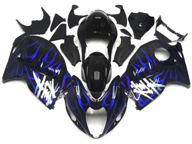 Noir Avec Bleu Profond Flamme 97-07 GSXR 1300 Carénage Moto