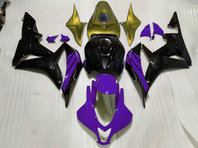 Noir Brillant Accents Violets & Dorés 07-08 CBR600RR Carénage Moto