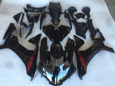 Noir Brillant Avec Logo Rouge 15-19 R1 Carénage Moto