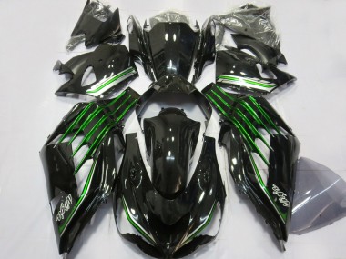 Noir Brillant Avec Vert 12-21 ZX14R Carénage Moto