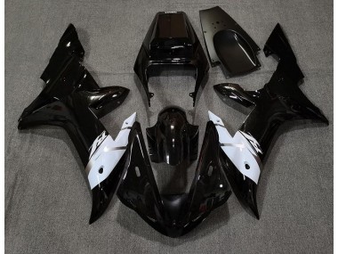 Noir Brillant Blanc & Argent 02-03 R1 Carénage Moto