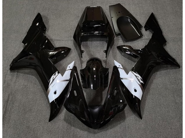 Noir Brillant Blanc & Argent 02-03 R1 Carénage Moto Noir Brillant Blanc & Argent 02-03 R1 Carénage Moto
