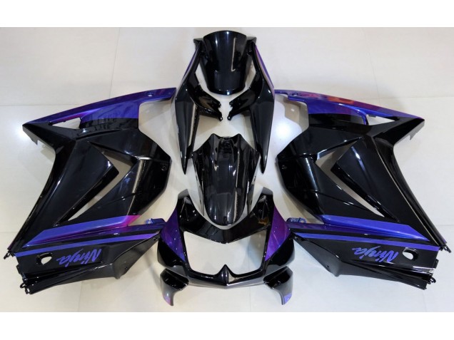 Noir Brillant & Bleu 08-12 Ninja 250 Carénage Moto Noir Brillant & Bleu 08-12 Ninja 250 Carénage Moto