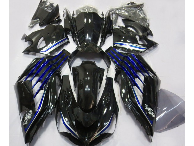 Noir Brillant & Bleu 12-21 ZX14R Carénage Moto Noir Brillant & Bleu 12-21 ZX14R Carénage Moto
