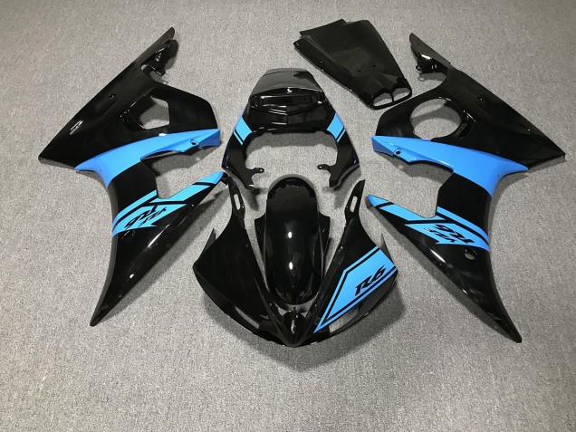 Noir Brillant & Bleu Clair 03-04 R6 Carénage Moto Noir Brillant & Bleu Clair 03-04 R6 Carénage Moto