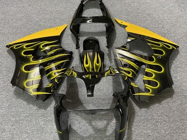 Noir Brillant & Jaune Flamme 00-02 ZX6R Carénage Moto