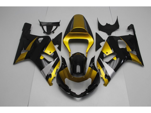 Noir Brillant & Or 01-03 GSXR 600-750 Carénage Moto Noir Brillant & Or 01-03 GSXR 600-750 Carénage Moto